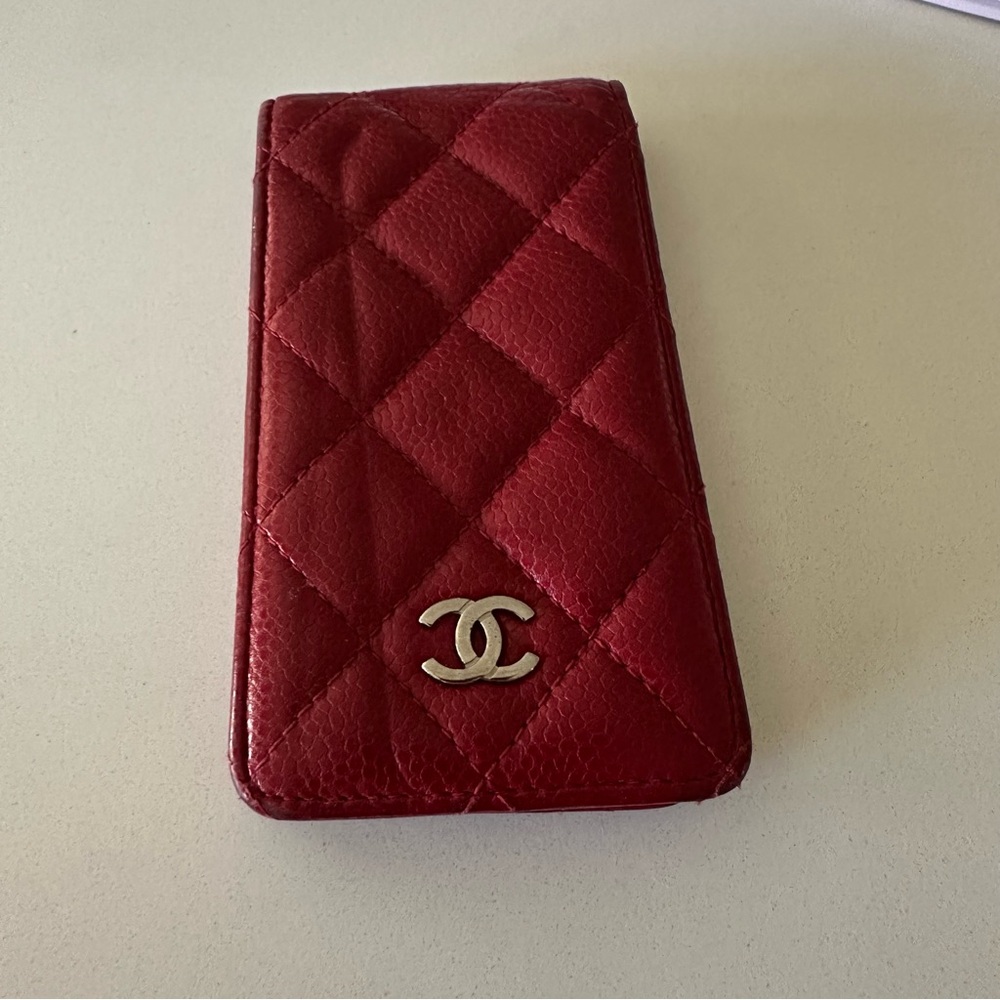 Chanel Red Quilted Leather iPhone case 4 and 5 model with cardholder